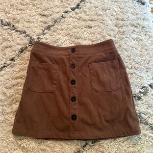 HALARA Brown Button-Front Mini Skirt